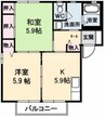 ディアス塩津　A棟 2Kの間取り
