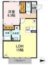 クレイドル浜町 1LDKの間取り