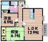 レジデンスナカヤ　Ｃ棟 2LDKの間取り