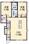 グラジーク 2LDKの間取り