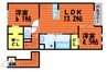 カーサ・フィオーレ中庄 2LDKの間取り