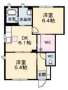 シャーメゾンきびじ　A棟 2DKの間取り