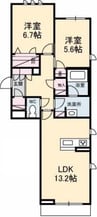モデルン総社 2LDKの間取り