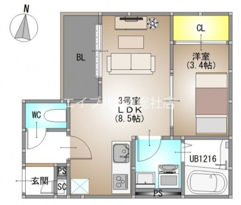 間取図 REGALEST 庭瀬Ⅰ