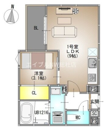 間取図 REGALEST 庭瀬Ⅰ