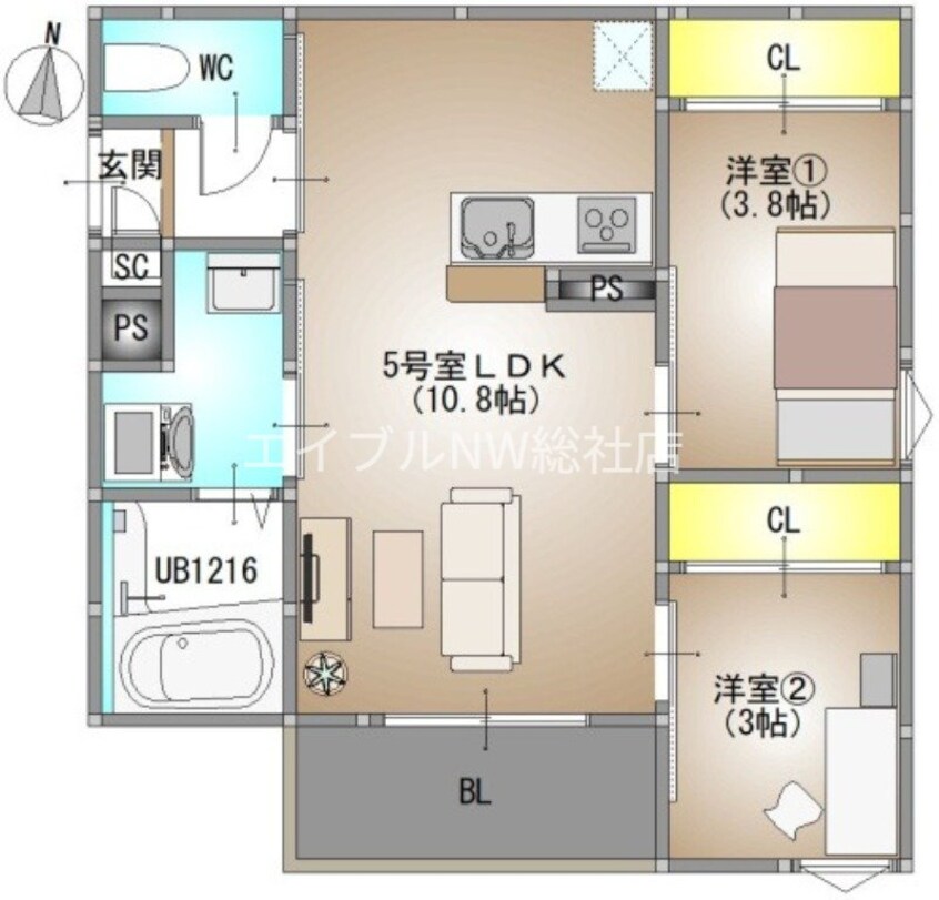 間取図 REGALEST 庭瀬Ⅱ