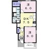 カーサ・セレーノＢ 2DKの間取り