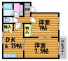 サンパティーク　B 2DKの間取り