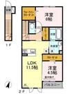 ブルースター東宮　Ａ館 2LDKの間取り