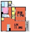 ノーブル連島 1LDKの間取り