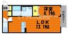 フロイデⅢ 1LDKの間取り
