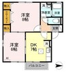 サンセール植田 2DKの間取り