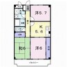ニューマリッチ笹沖 3DKの間取り