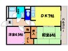 ベルエーヌ２ 2DKの間取り