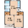 名鉄瀬戸線/清水駅 徒歩6分 3階 築55年 2DKの間取り