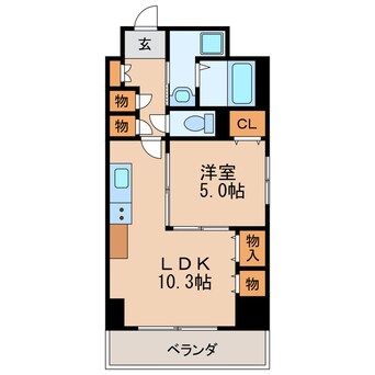 間取図 名古屋市営地下鉄名城線/矢場町駅 徒歩10分 9階 築17年