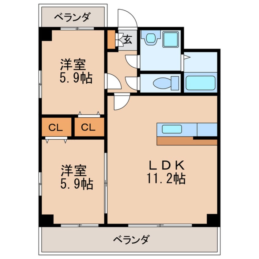 間取図 名古屋市営地下鉄桜通線/車道駅 徒歩1分 5階 築24年
