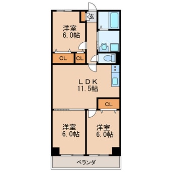 間取図 名古屋市営地下鉄桜通線/高岳駅 徒歩10分 2階 築39年