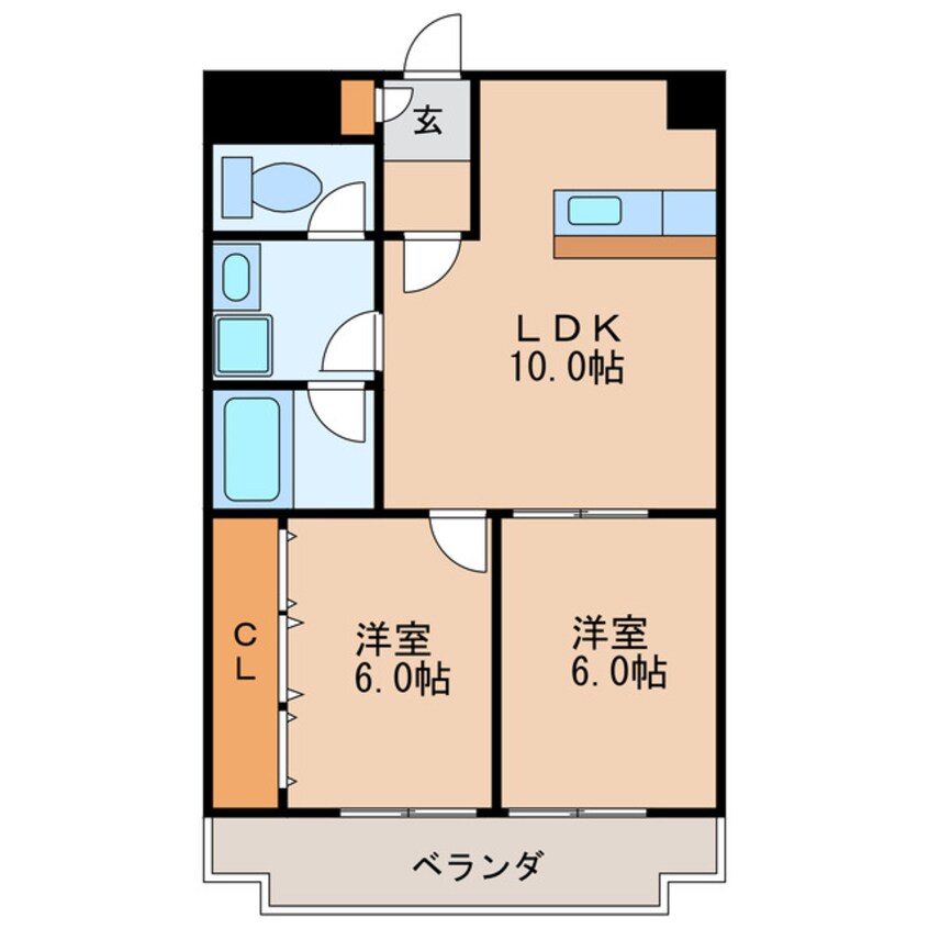 間取図 名古屋市営地下鉄名城線/矢場町駅 徒歩9分 2階 築28年