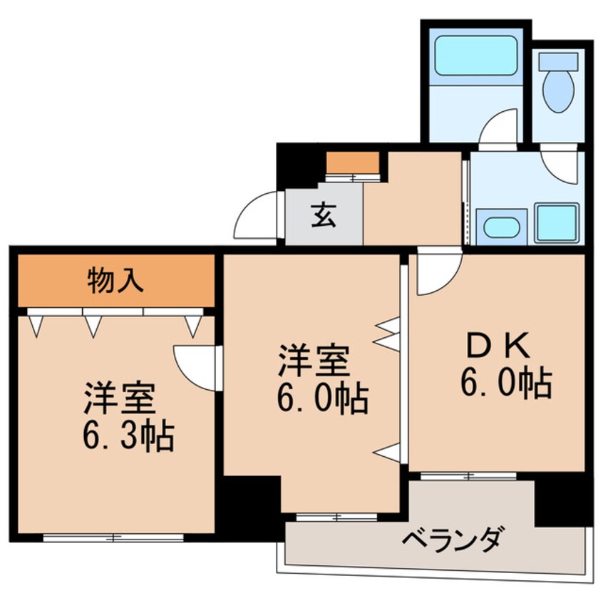 間取図 名古屋市営地下鉄名城線/矢場町駅 徒歩6分 5階 築37年