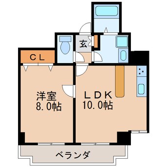 間取図 名古屋市営地下鉄東山線/新栄町駅 徒歩9分 8階 築35年