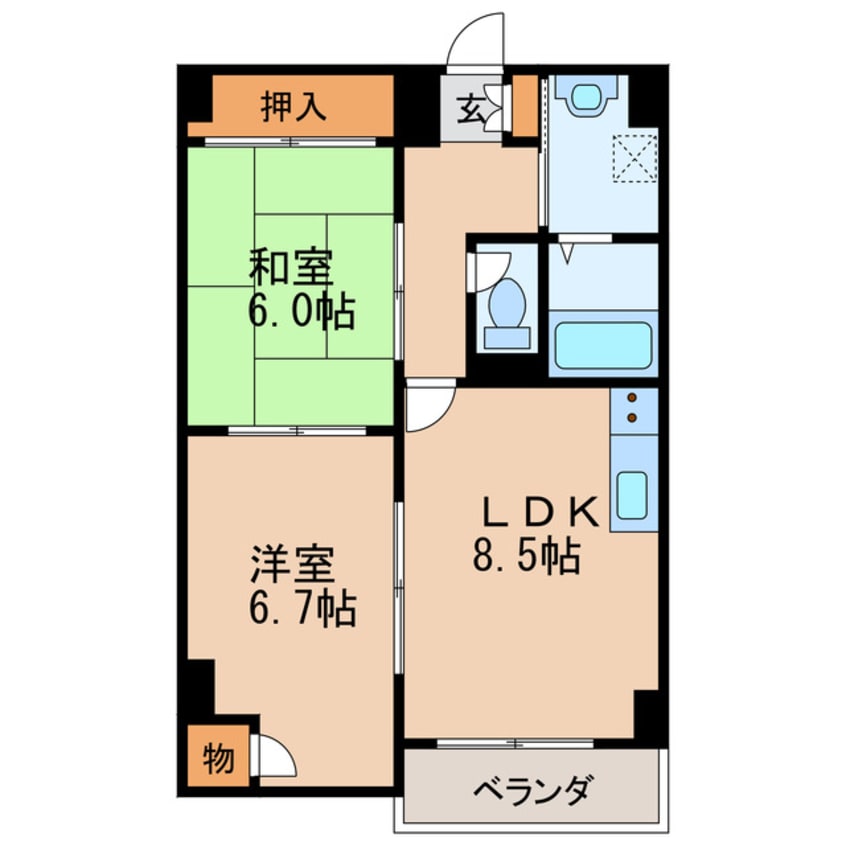 間取図 名鉄瀬戸線/清水駅 徒歩6分 5階 築30年
