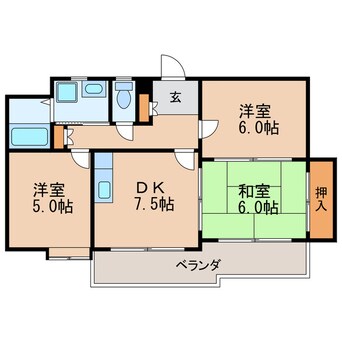 間取図 名鉄瀬戸線/清水駅 徒歩4分 2階 築35年