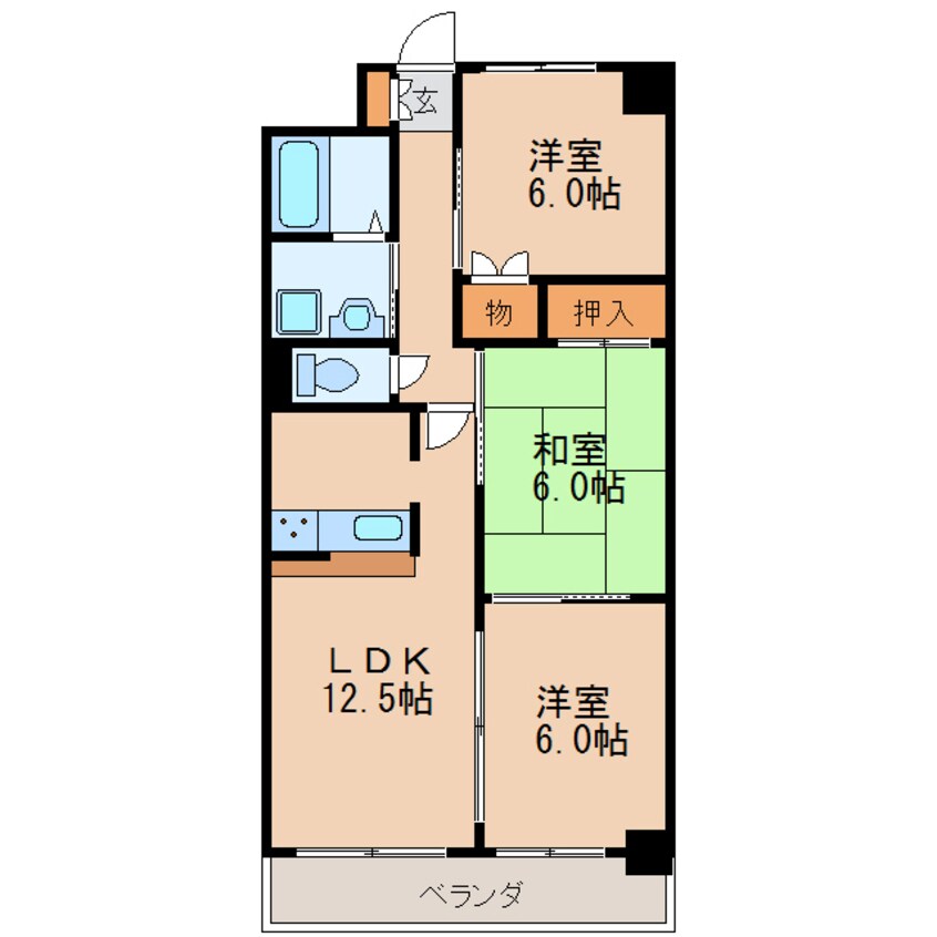 間取図 名鉄瀬戸線/尼ケ坂駅 徒歩7分 1階 築29年