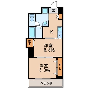 間取図 名古屋市営地下鉄名城線/矢場町駅 徒歩7分 6階 築22年