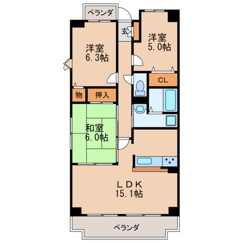 間取図 名鉄瀬戸線/清水駅 徒歩5分 7階 築26年