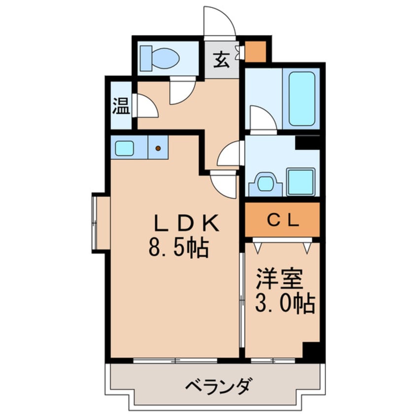 間取図 名鉄瀬戸線/尼ケ坂駅 徒歩6分 3階 築34年