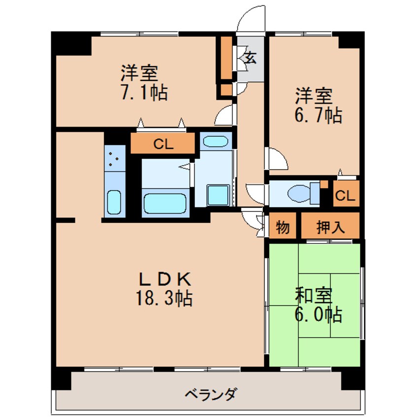 間取図 ファヴォ－ル白壁