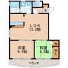 名鉄瀬戸線/森下駅 徒歩13分 3階 築27年 2LDKの間取り