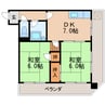 名鉄瀬戸線/清水駅 徒歩4分 4階 築45年 2DKの間取り