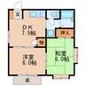 ブルーメゾン白壁 2DKの間取り