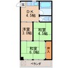 名古屋市営地下鉄桜通線/高岳駅 徒歩6分 3階 築43年 3DKの間取り