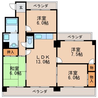 間取図 名古屋市営地下鉄東山線/新栄町駅 徒歩8分 7階 築44年