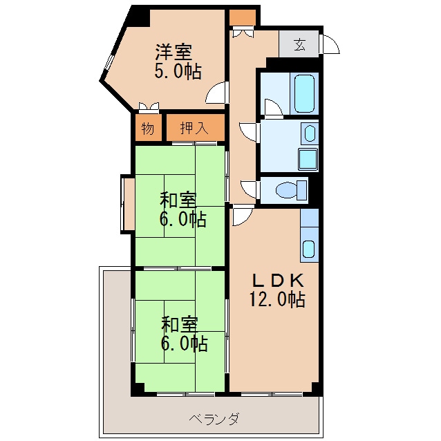 間取り図 名古屋市営地下鉄鶴舞線/鶴舞駅 徒歩8分 5階 築45年
