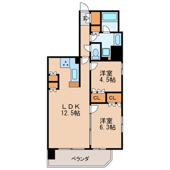 間取図 名古屋市営地下鉄鶴舞線/丸の内駅 徒歩3分 4階 築19年