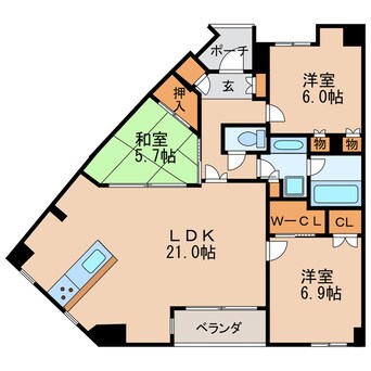 間取図 名古屋市営地下鉄鶴舞線/丸の内駅 徒歩1分 12階 築19年