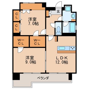 間取図 名古屋市営地下鉄東山線/新栄町駅 徒歩2分 12階 築13年