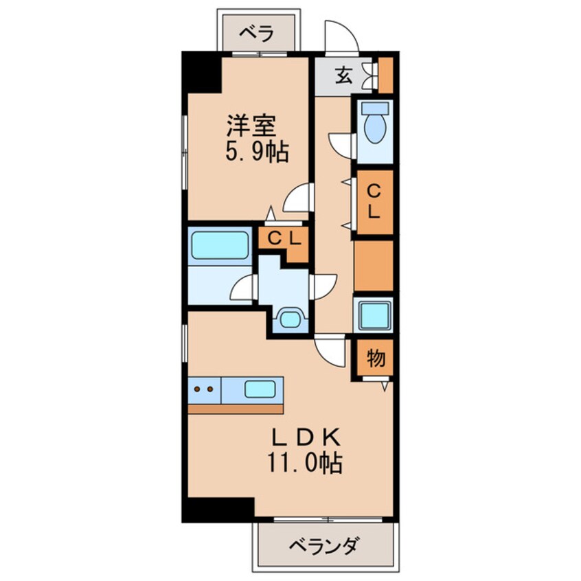 間取図 名古屋市営地下鉄桜通線/車道駅 徒歩6分 7階 築11年