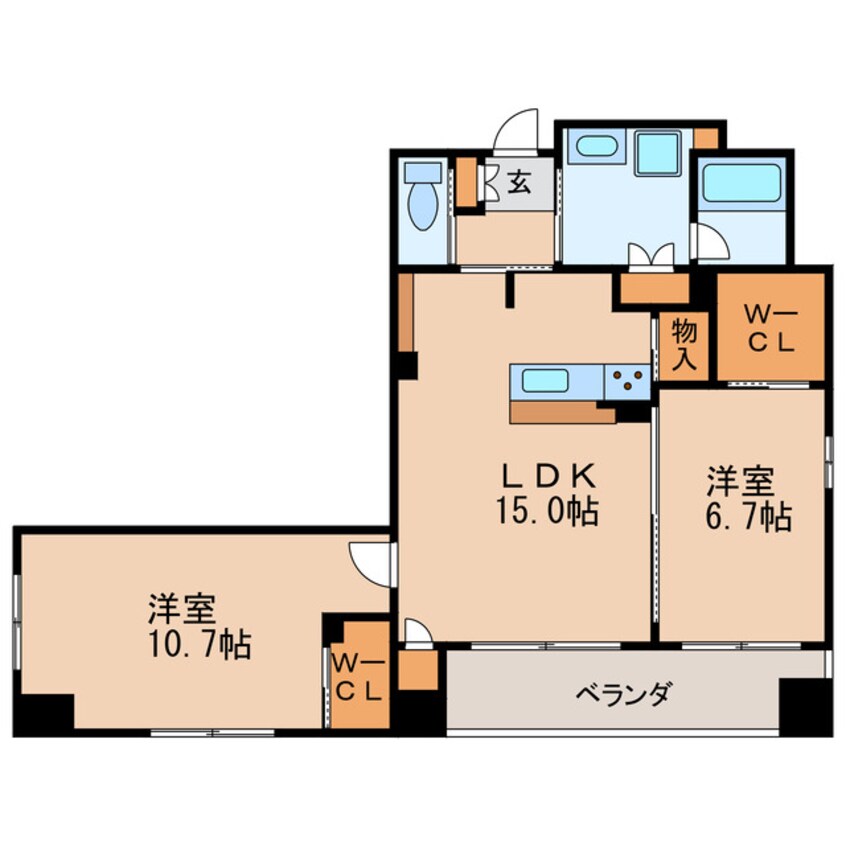 間取図 名古屋市営地下鉄東山線/伏見駅 徒歩4分 8階 築9年