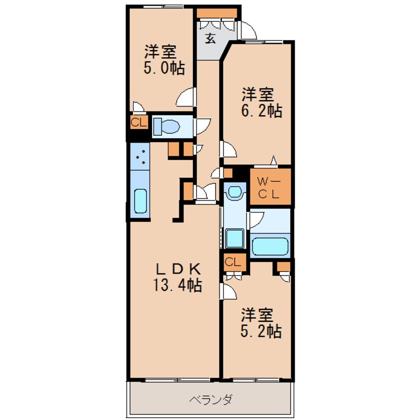 間取図 名古屋市営地下鉄名城線/久屋大通駅 徒歩7分 5階 築20年