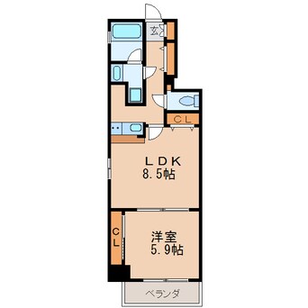 間取図 名古屋市営地下鉄名城線/久屋大通駅 徒歩5分 8階 築17年