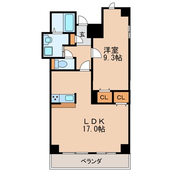 間取図 名古屋市営地下鉄名城線/久屋大通駅 徒歩6分 8階 築19年