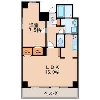間取図 名古屋市営地下鉄名城線/久屋大通駅 徒歩6分 7階 築19年