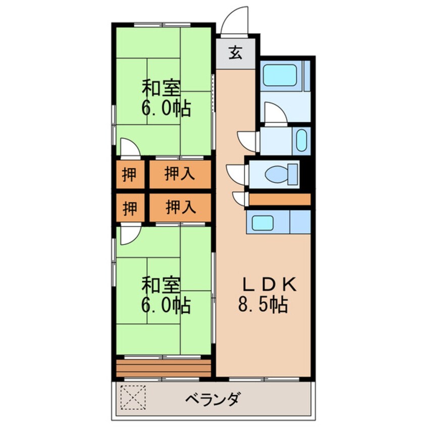 間取図 名鉄瀬戸線/尼ケ坂駅 徒歩7分 5階 築47年