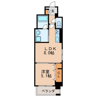 間取図 名古屋市営地下鉄名城線/矢場町駅 徒歩9分 5階 築2年