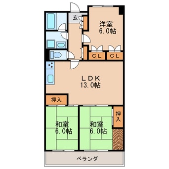 間取図 名古屋市営地下鉄桜通線/車道駅 徒歩12分 7階 築46年